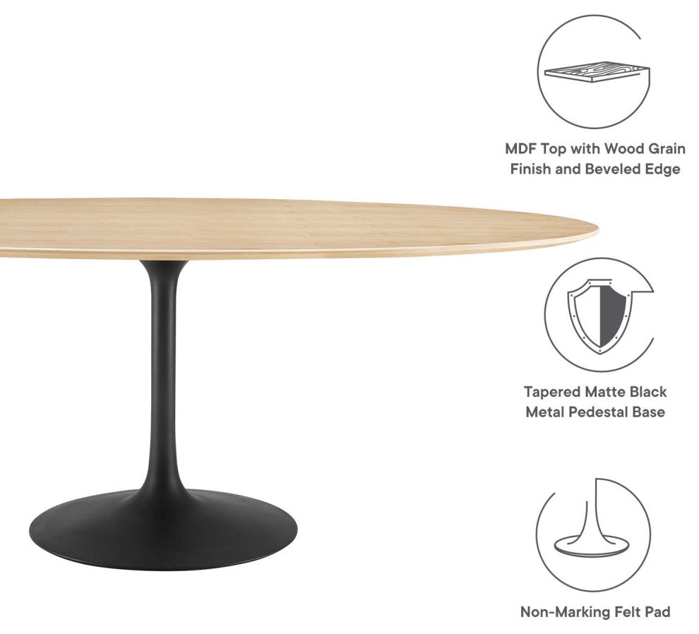 Lippa 78" Wood Oval Dining Table, Black Natural