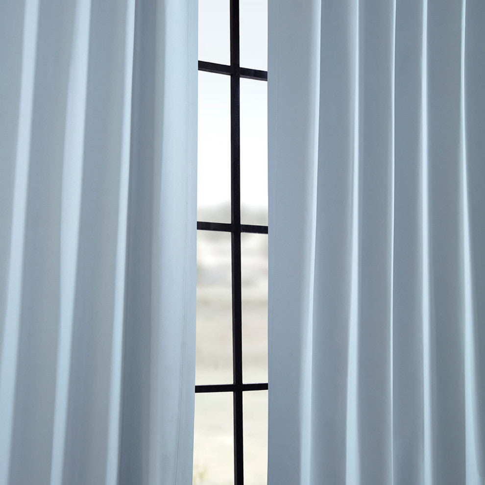Frosted Blue Room Darkening Curtain, Set of 2, 50"x108"