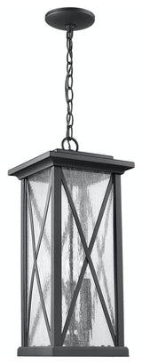 1 Light Aluminum Hanging Rectangle Outdoor Pendant in Black