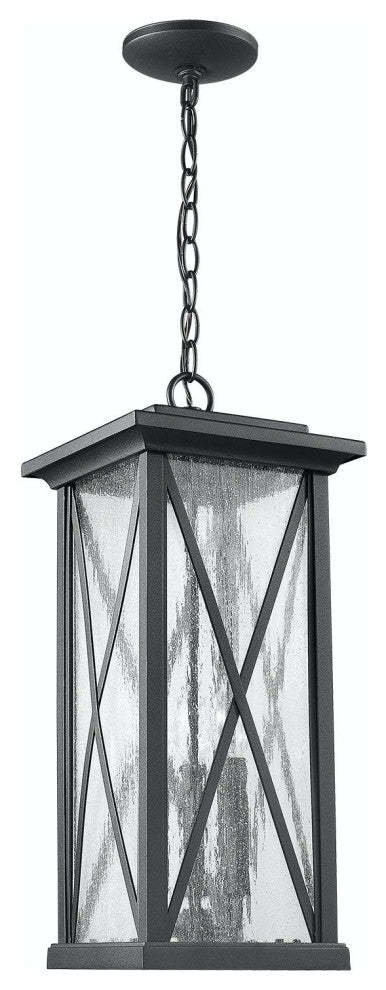 1 Light Aluminum Hanging Rectangle Outdoor Pendant in Black
