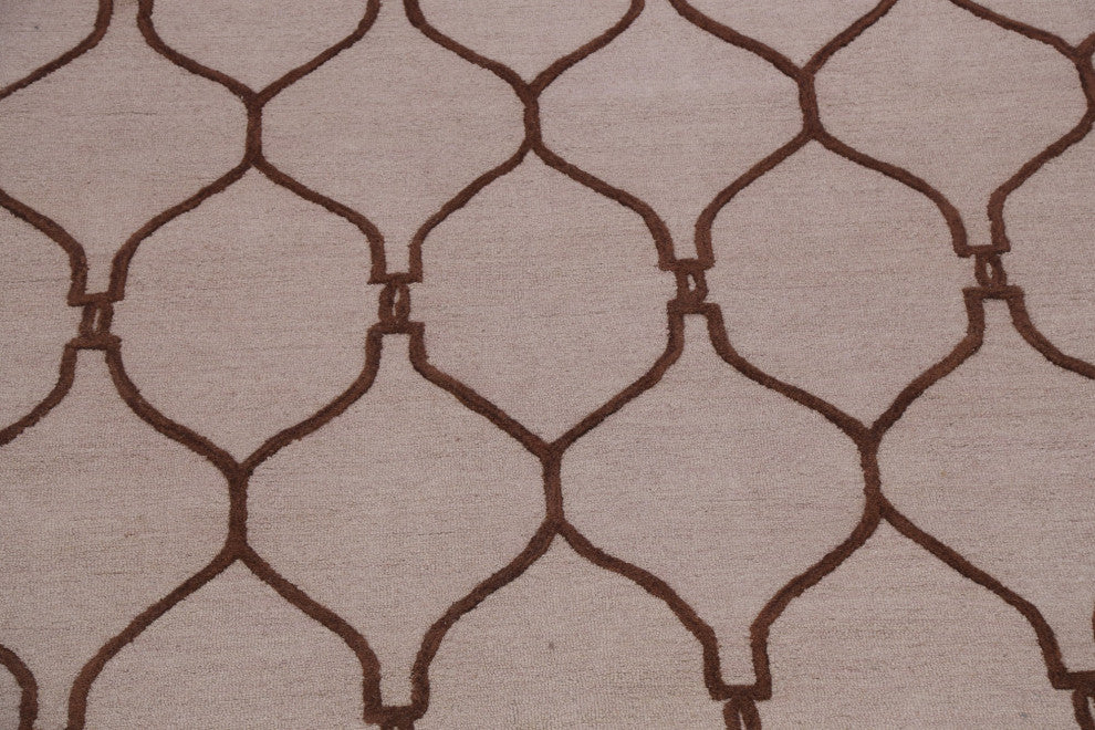 Trellis Contemporary Oriental Area Rug Hand-tufted Wool Carpet 9x12