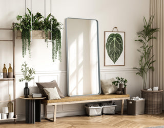 Home Living Contour Metal Rectangle Mirror 30x60, Silver