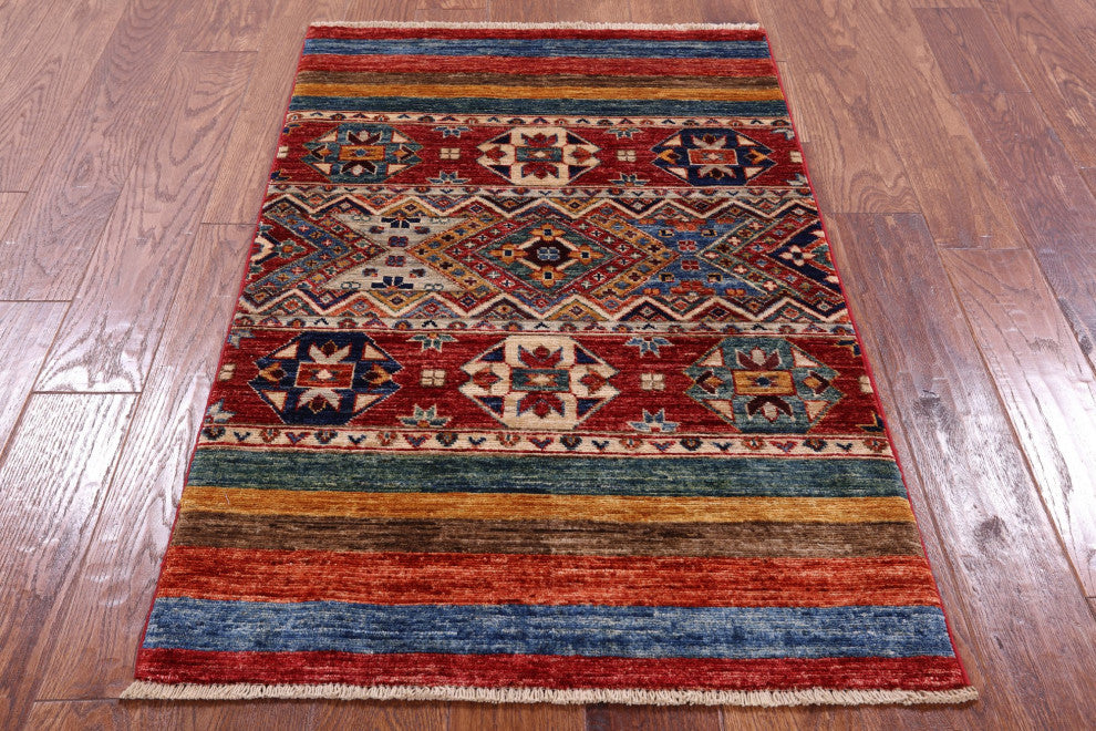 2' 7" X 3' 11" Super Kazak Khorjin Handmade Wool Rug Q11036