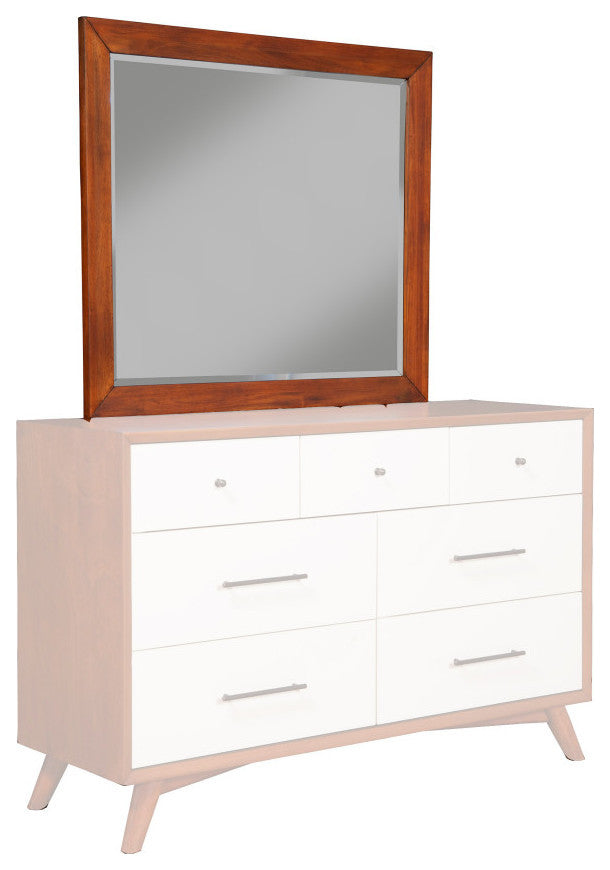 Flynn Mid Century Modern Mirror, Acorn/White