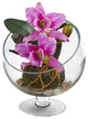 Mini Orchid Cattleya Artificial Arrangement in Pedestal Vase Purple