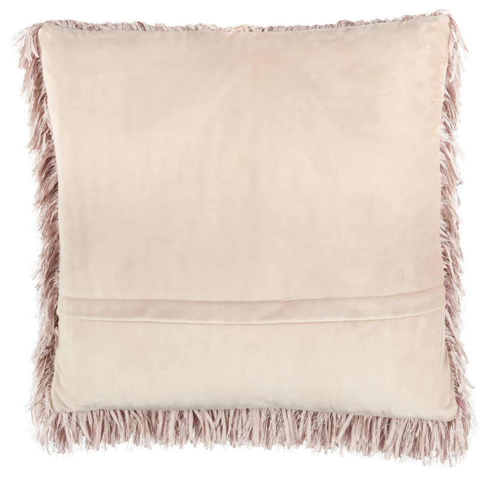 Square Blush Pink Shag Throw Pillow