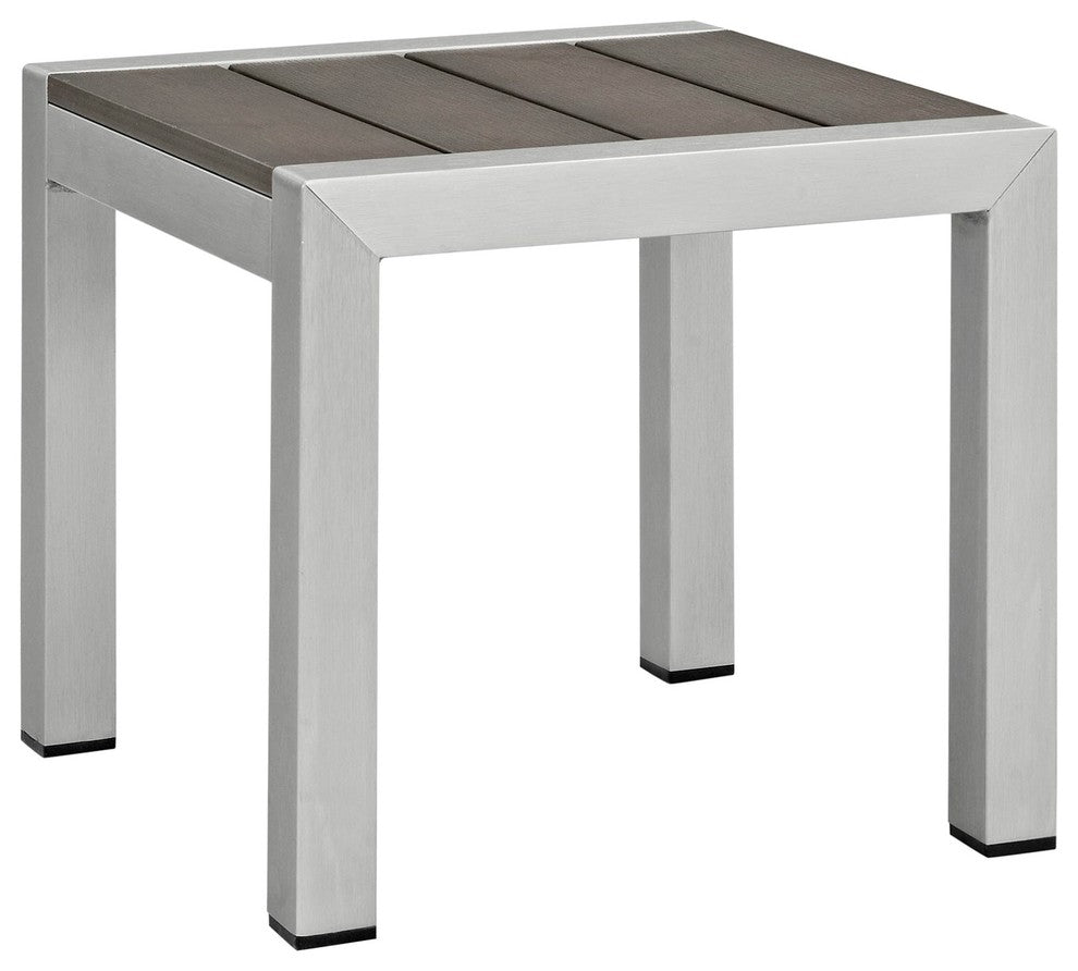 Modern Contemporary Urban Outdoor Patio Sofa Side Table, Gray Gray, Aluminum