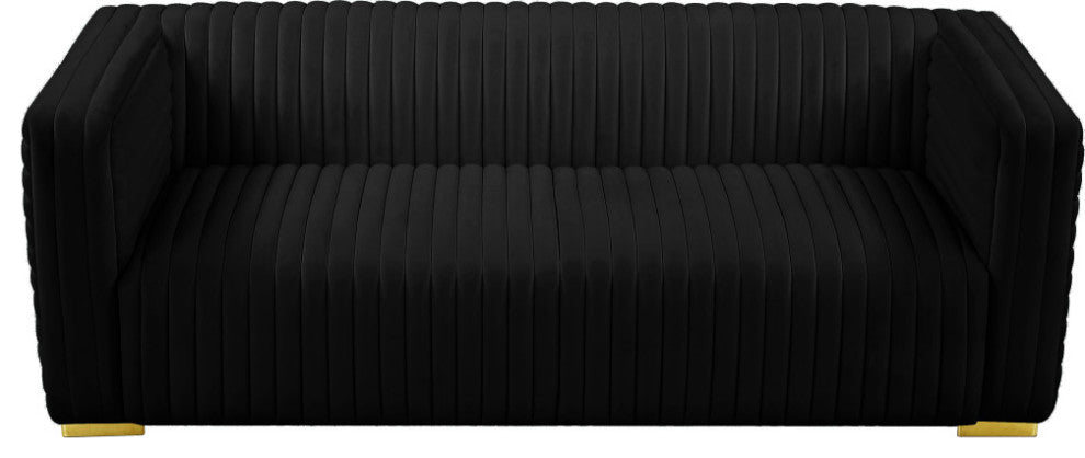Ravish Velvet Upholstered Chair, Black, Sofa