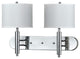 60W Wall Lamp with 3 Way Push Switch, Chrome Finish, White Shade