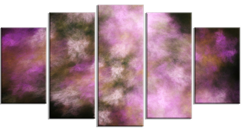 Perfect Pink Starry Sky, Contemporary Canvas Art Print, 60"x32", 5 Panels