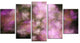 Perfect Pink Starry Sky, Contemporary Canvas Art Print, 60"x32", 5 Panels