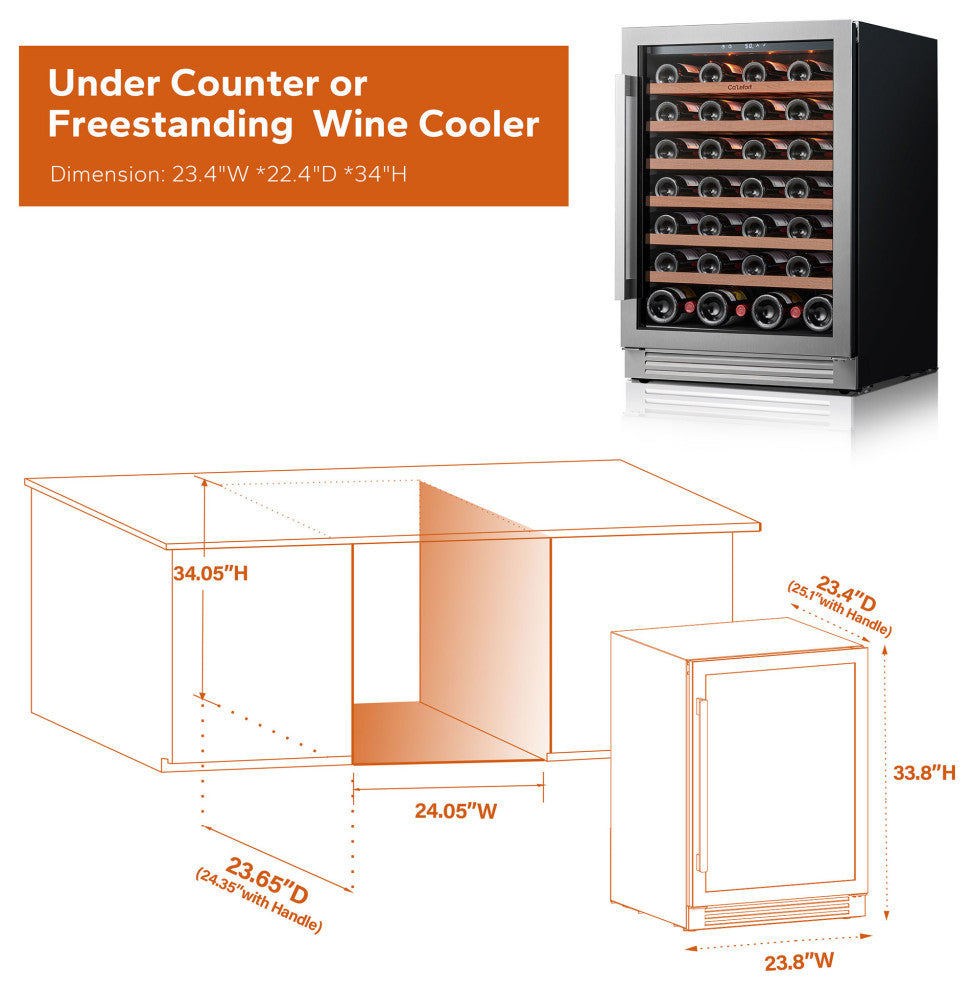 Ca"™Lefort 24" Wine Refrigerator 40-65Â°F Temp Control, 3 LED Lighting