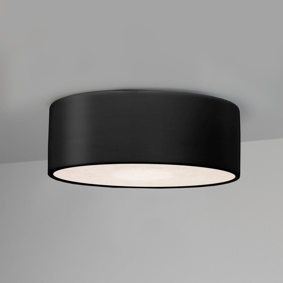 Short Round LED Outdoor Flush-Mount, Carbon Matte Black