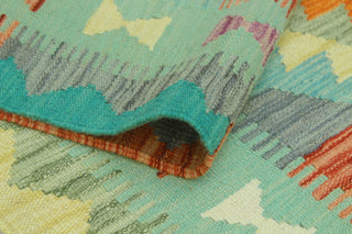 Sangat Flatweave Harry Green/Orange Rug, 4'9 x 6'6