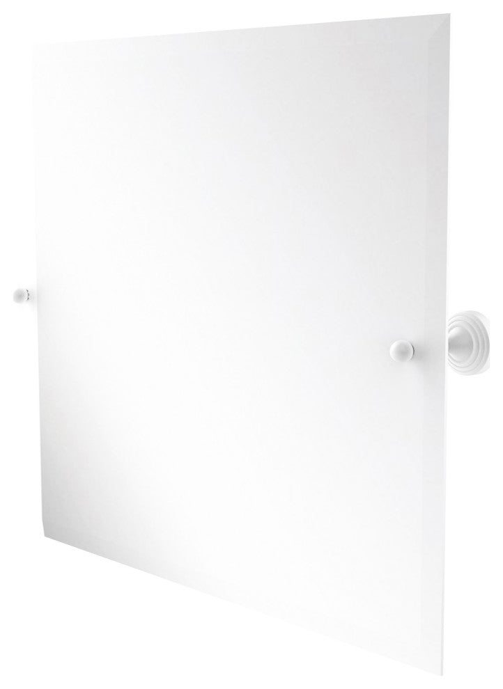 Sag Harbor Frameless Rectangular Beveled Edge Tilt Mirror, Matte White