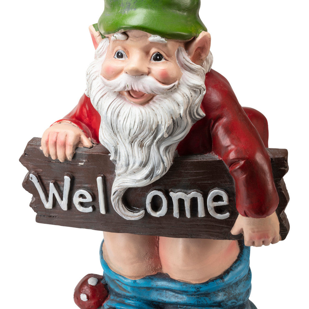 Mooning "Welcome" Gnome With Pants Down Statue