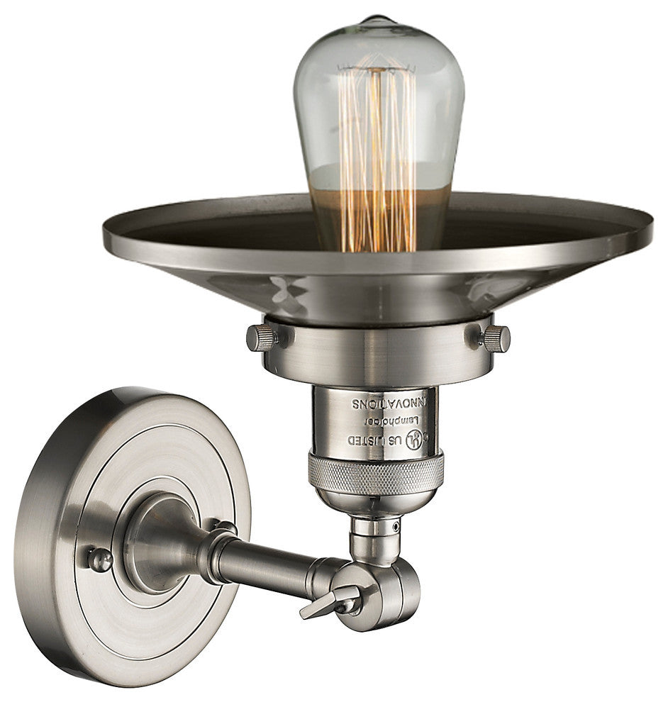 Railroad 1-Light Dimmable LED Sconce, Brushed Satin Nickel