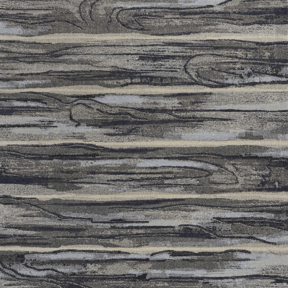 6'' X 9'' Grey Abstract Wood Design Indoor Area Rug