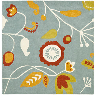 Safavieh Soho Soh772A Floral Rug, Light Blue/Multi, 6'0"x6'0" Round