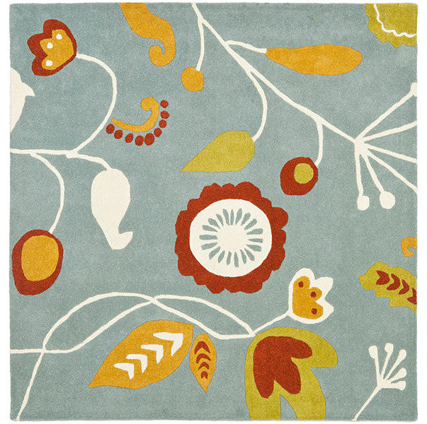Safavieh Soho Soh772A Floral Rug, Light Blue/Multi, 6'0"x6'0" Round