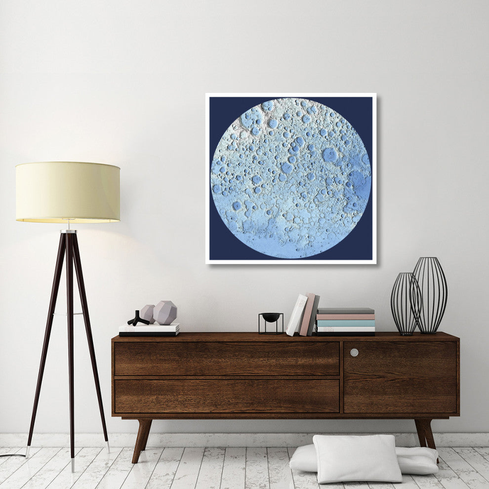 "Unmarked Decorative Topographic Map of the Moon, North Pole" Paper Art, 42"x42"