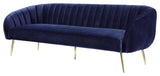Pangea Home Hilda 15.7" Modern Metal and Velvet Sofa in Navy/Gold