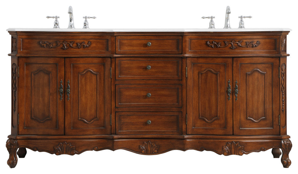 Bathroom Vanity, Teak, 72", Double Sink
