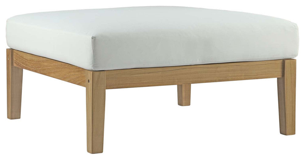 Natural White Bayport Outdoor Patio Teak Ottoman