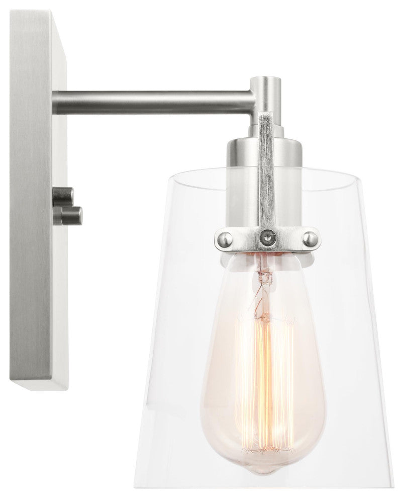 Crofton Small Sconce, Brushed Steel