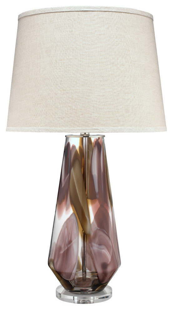 Watercolor Table Lamp, Plum Glass With Cone Shade, Natural Linen
