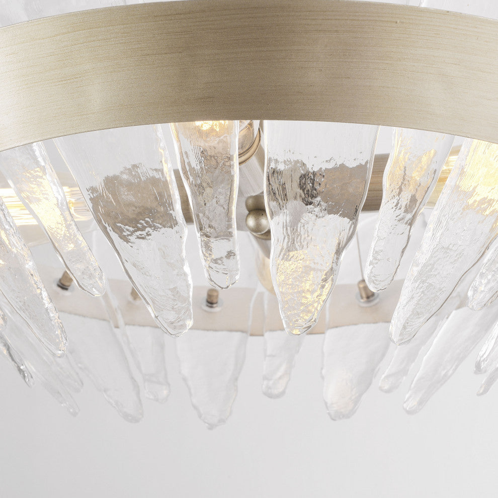 Eva 4-Light 29" Modern Handcrafted Glass Chandelier Brushed Champagne Silver