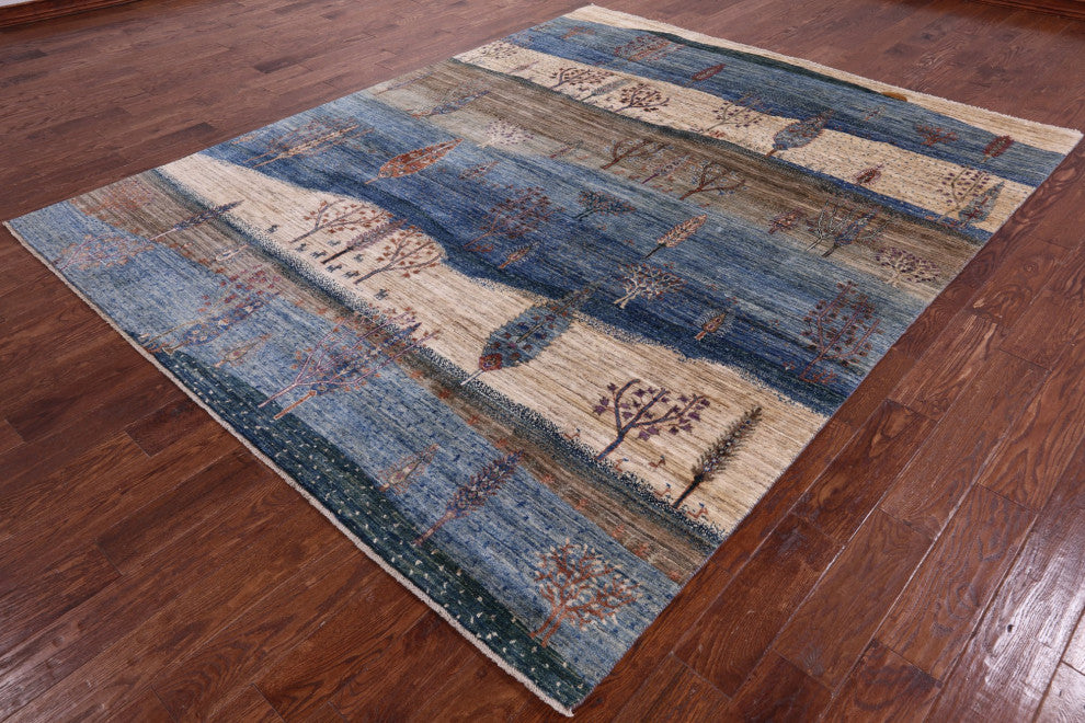 7' 10" X 9' 8" Handmade Persian Gabbeh Tribal Wool Rug Q9678