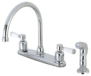 8" Centerset Kitchen Faucet, Sprayer, Polished Chrome