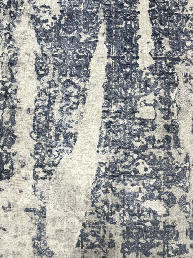 Hand-Knotted Wool Ivory/Blue Transitional Modern Modern Rug, 7' X 9'