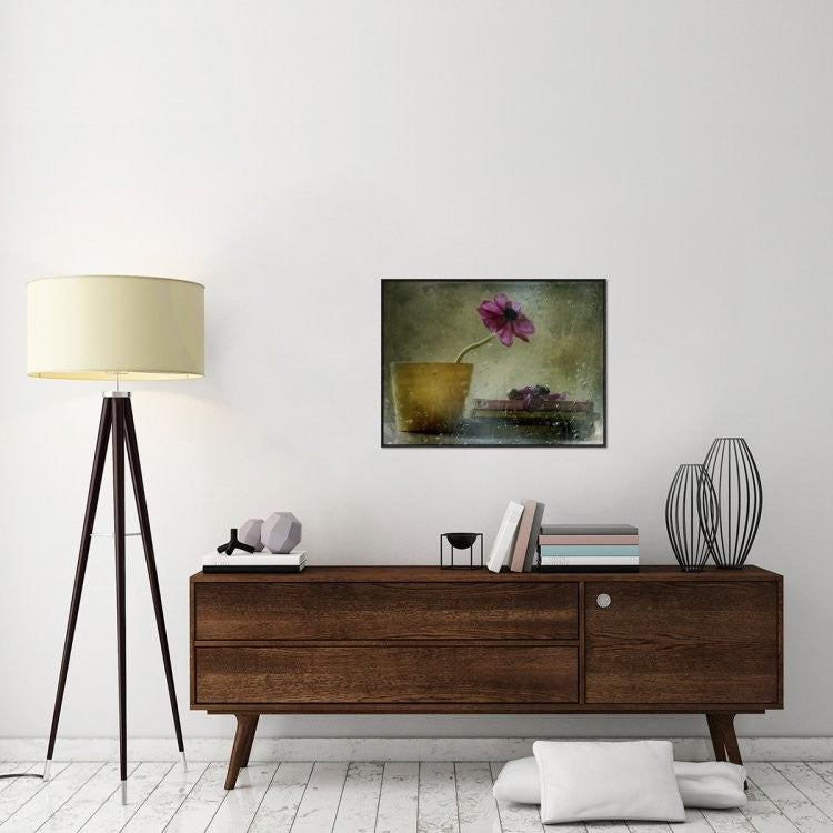 "A Day To Stay At Home" Framed Canvas Giclee by Delphine Devos, 33x25"