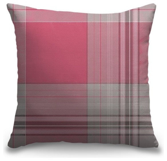 "Pink Tartan Plaid Tweed" Pillow 20"x20"