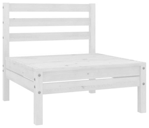vidaXL Solid Pinewood Patio Lounge Set 4 Piece White Garden Wooden Furniture