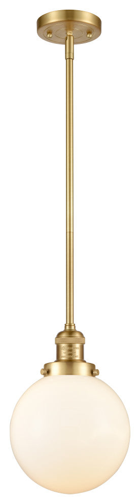 Beacon Mini Pendant, Satin Gold, Matte White