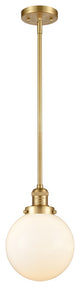 Beacon Mini Pendant, Satin Gold, Matte White