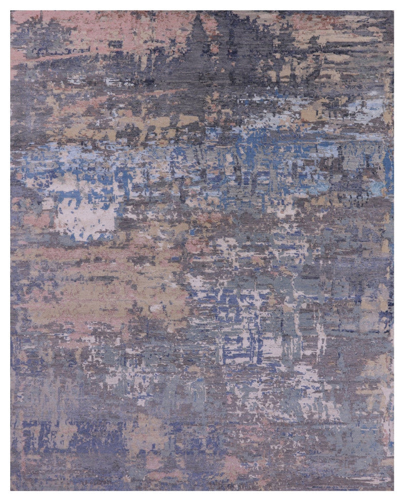 8' 0" X 10' 3" Abstract Handmade Wool & Silk Rug - Q15542