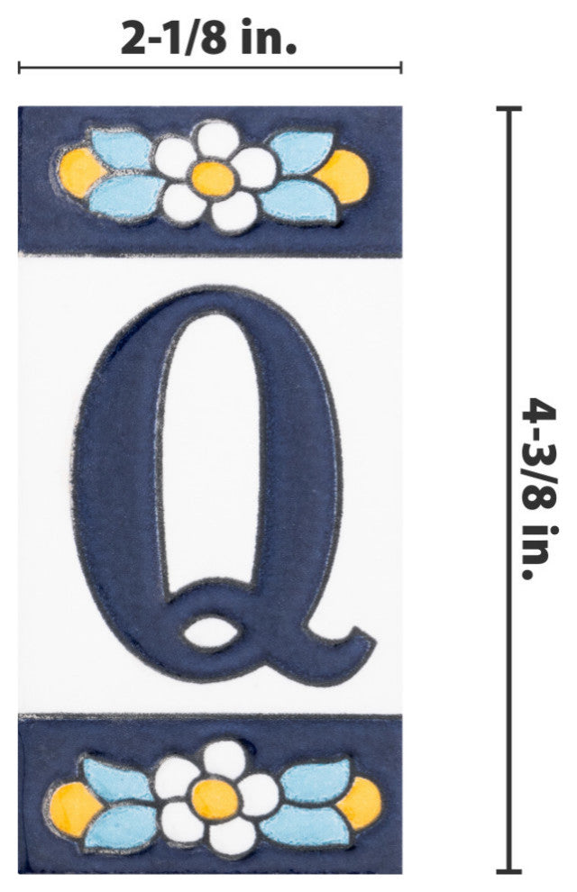 Sevillano Flora Letters 2-1/8 in. x 4-3/8 in. Ceramic Wall Tile, Q