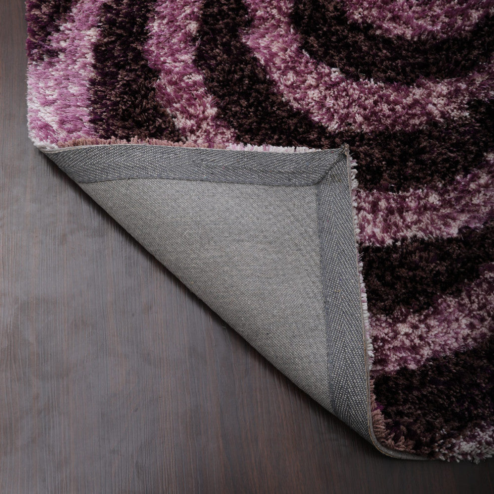 HAND TUFTED SHAG POLYESTER ECO-FRIENDLY AREA RUGS -  Purple Color, Floral Design