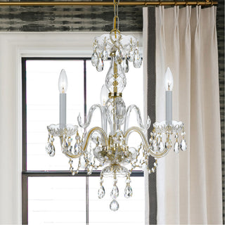 Crystorama 5044-PB-CL-MWP, 3-Light Mini Chandelier, Polished Brass
