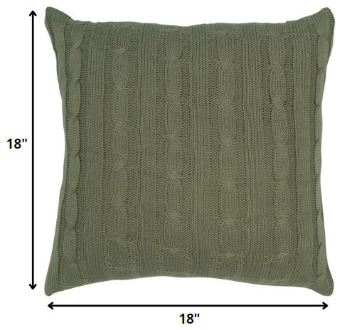 Olive Green Knit Sweater Stripe Down Throw Pillow