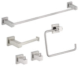 Cube 5-Piece Bathroom Hardware Set, Brushed Nickel