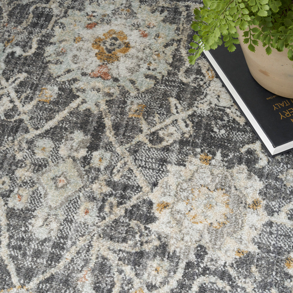 Nourison Oushak Home 7' x 10' Charcoal Vintage Indoor Rug