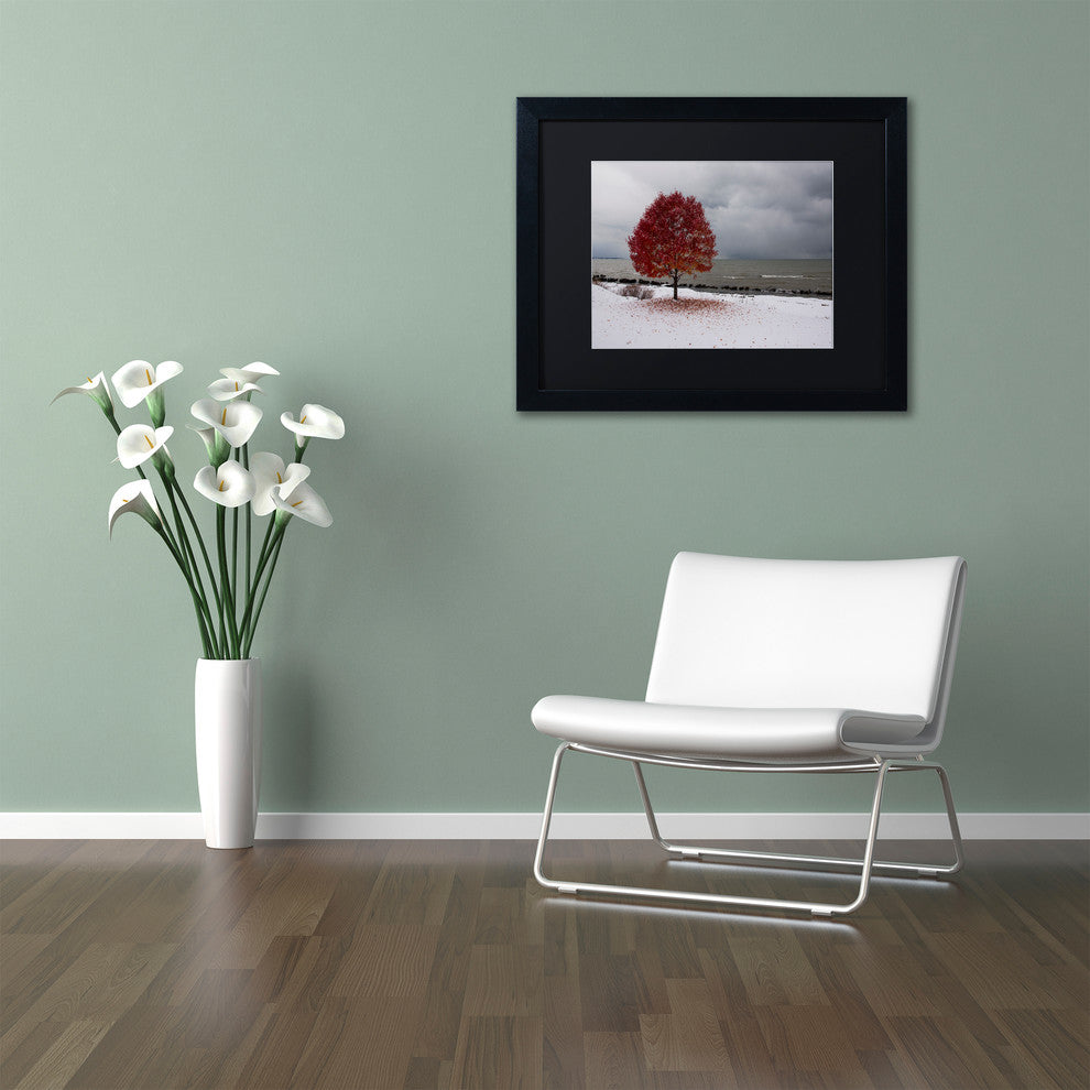 ''Autumn Contrast on the Lake'' Matted Framed Canvas Art by Kurt Shaffer