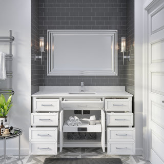 Terrence 60" Vanity with Power Bar and Drawer Organizer, White