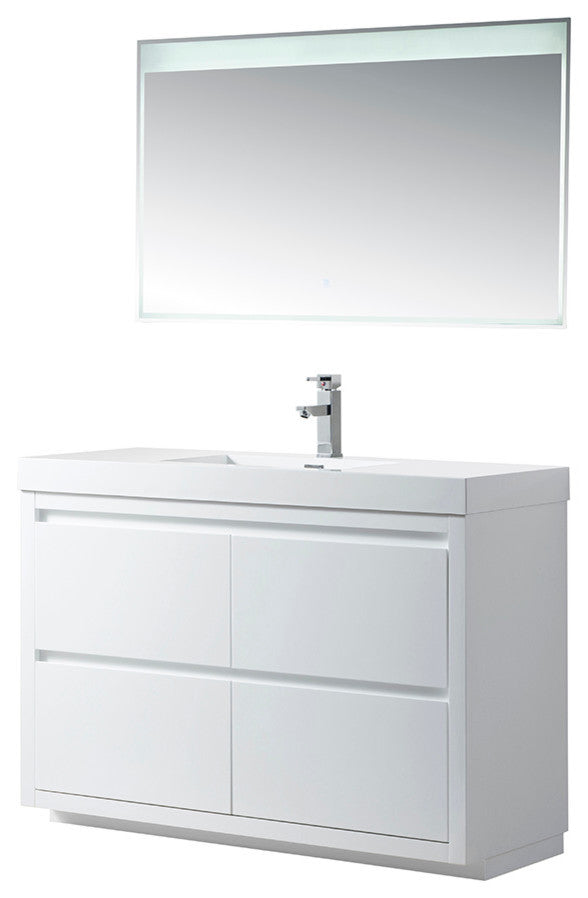 Vanity Art Single-Sink Bathroom Vanity With Resin Top, 48"