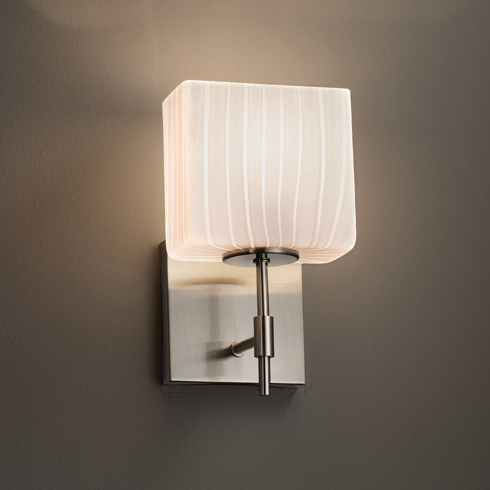 Fusion Union 1-Light Short Wall Sconce, Rectangle, Ribbon Shade
